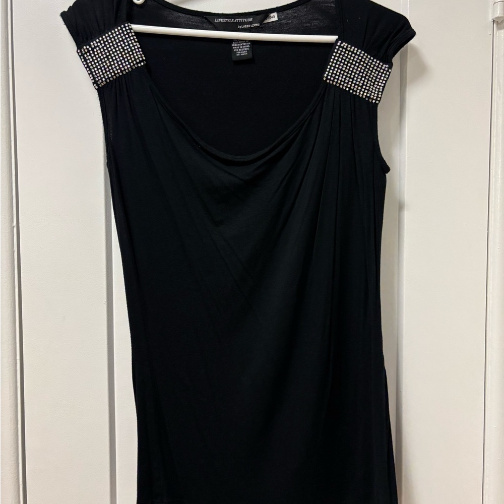 Chico's Black Sleeveless Top with Silver Accents